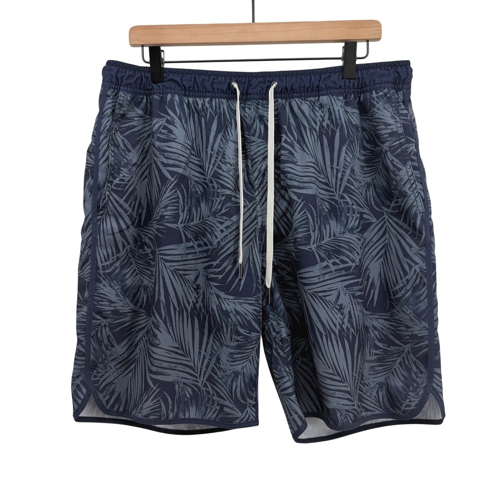 Fair Harbor Anchor Swim Trunks Mens XL Blue Palm Lined Board Shorts‎ Beach 30x7"
